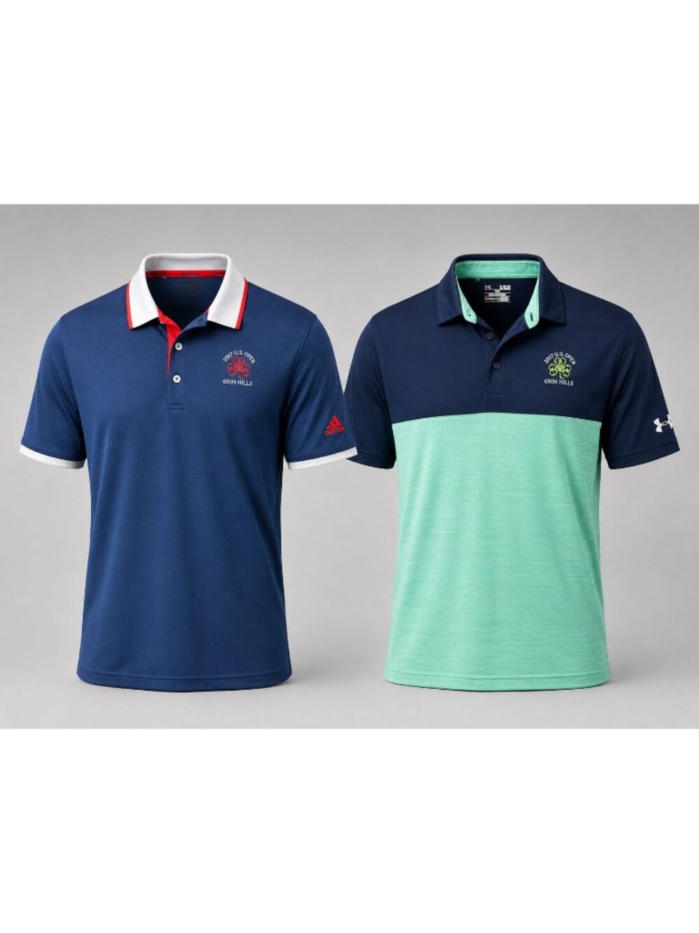 US Open Mens XL Golf Polo Shirts Adidas Under Armour 2017 Erin Hills HeatGear